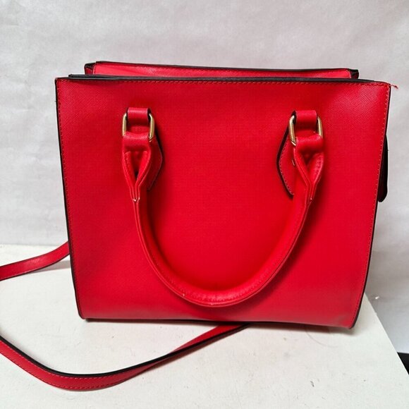 Bold Red Crossbody Bag Satchel Handbag Pocketbook Square Messenger Academia EUC - Picture 3 of 9